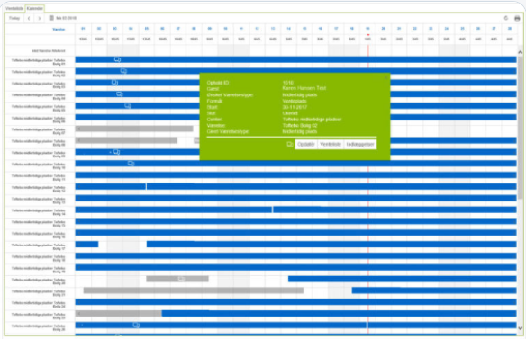 NexPlus kalenderoverblik med Gantt-visning af bookinger